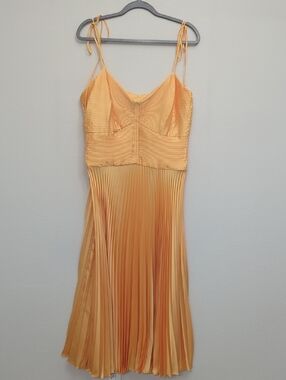 Derek Lam Io Crosby Women’s Pleated Satin Slip Dress - Yellow 14